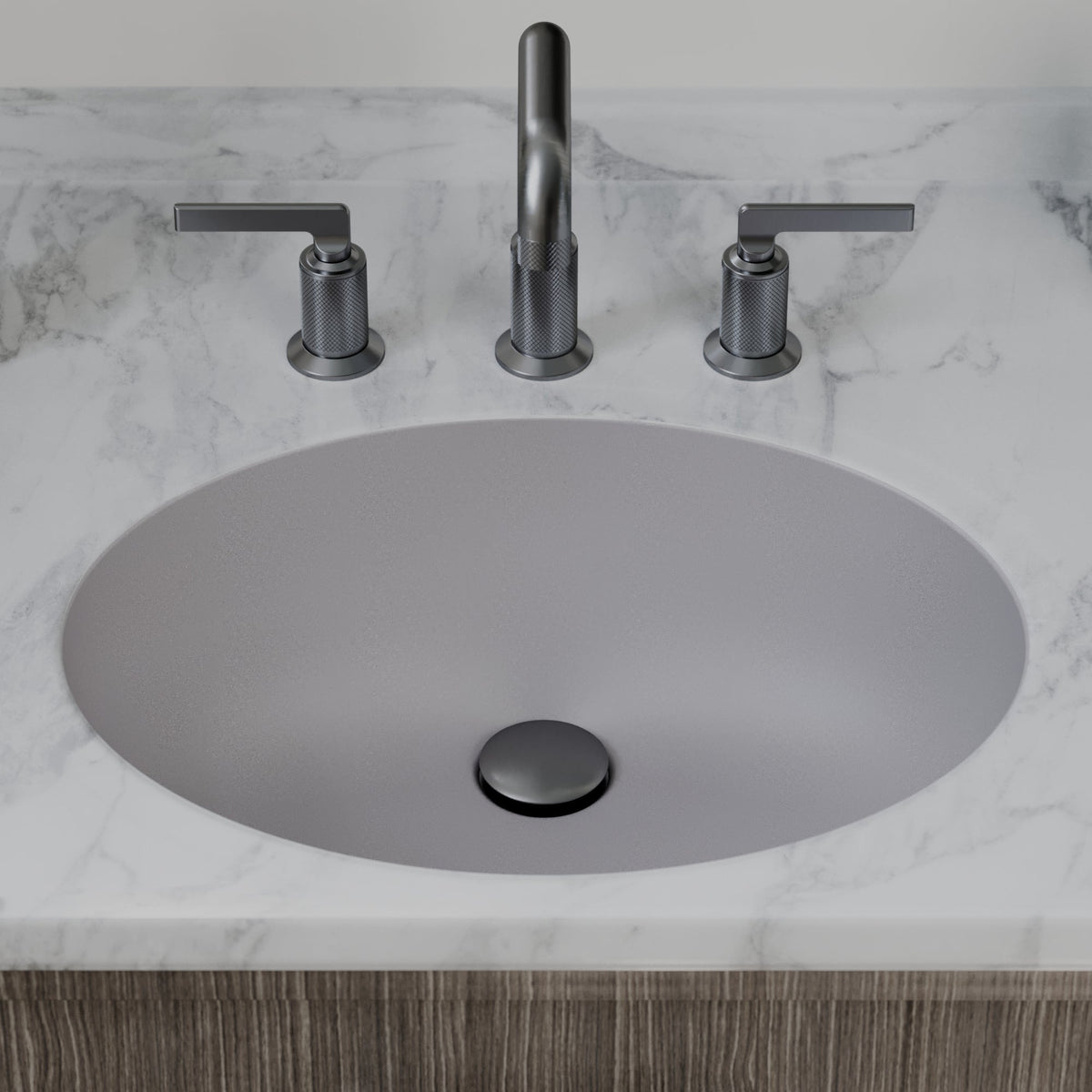 19" Seamless Undermount Quartz Composite Bathroom Sink In Grey