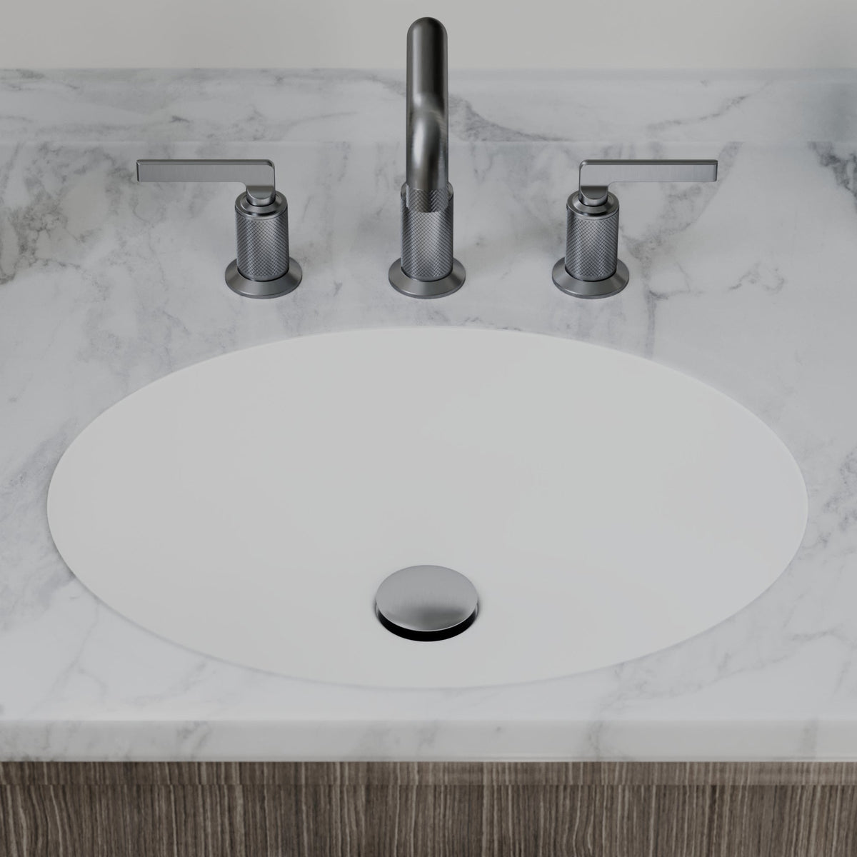 19" Seamless Undermount Quartz Composite Bathroom Sink In White