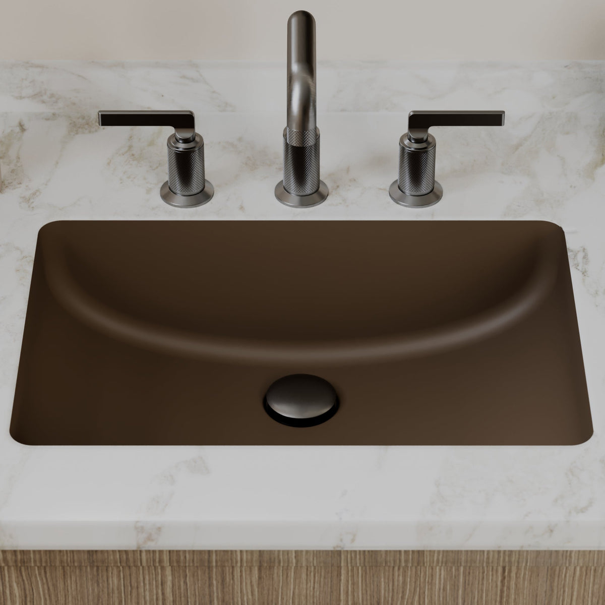 20" Seamless Undermount Quartz Composite Bathroom Sink In Brown