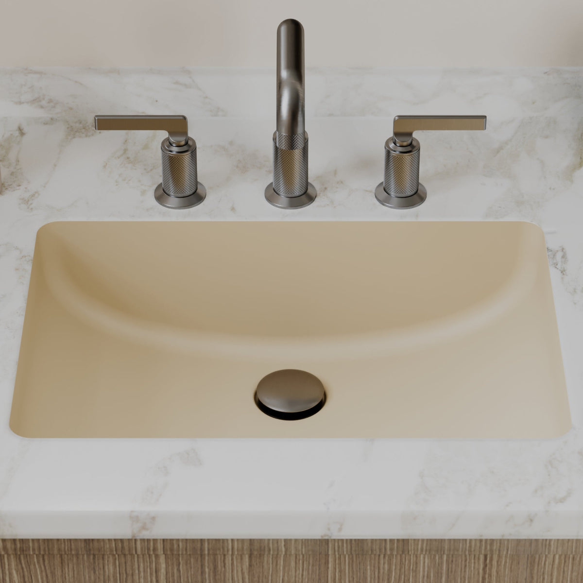 20" Seamless Undermount Quartz Composite Bathroom Sink In Bisque