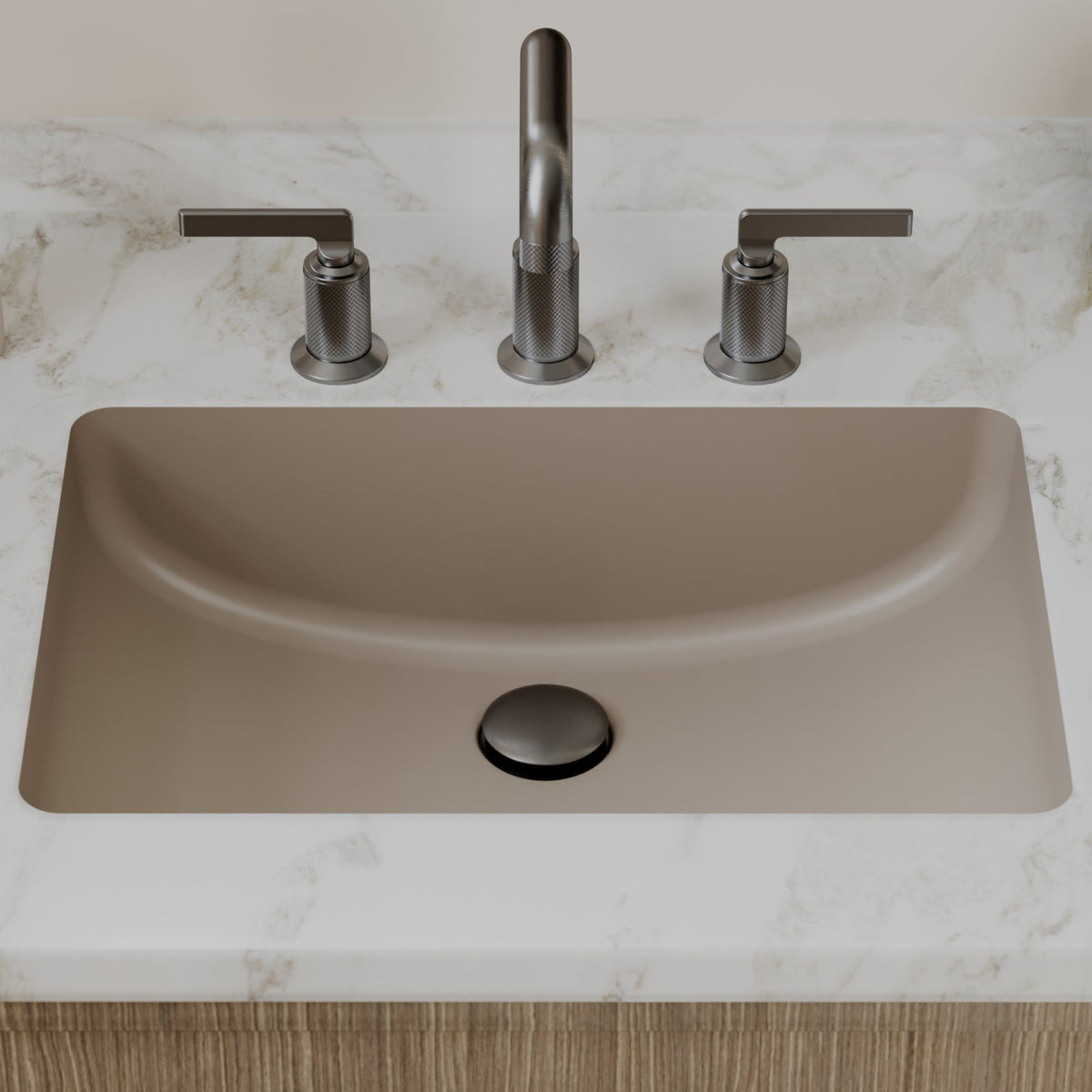 20" Seamless Undermount Quartz Composite Bathroom Sink In Concrete