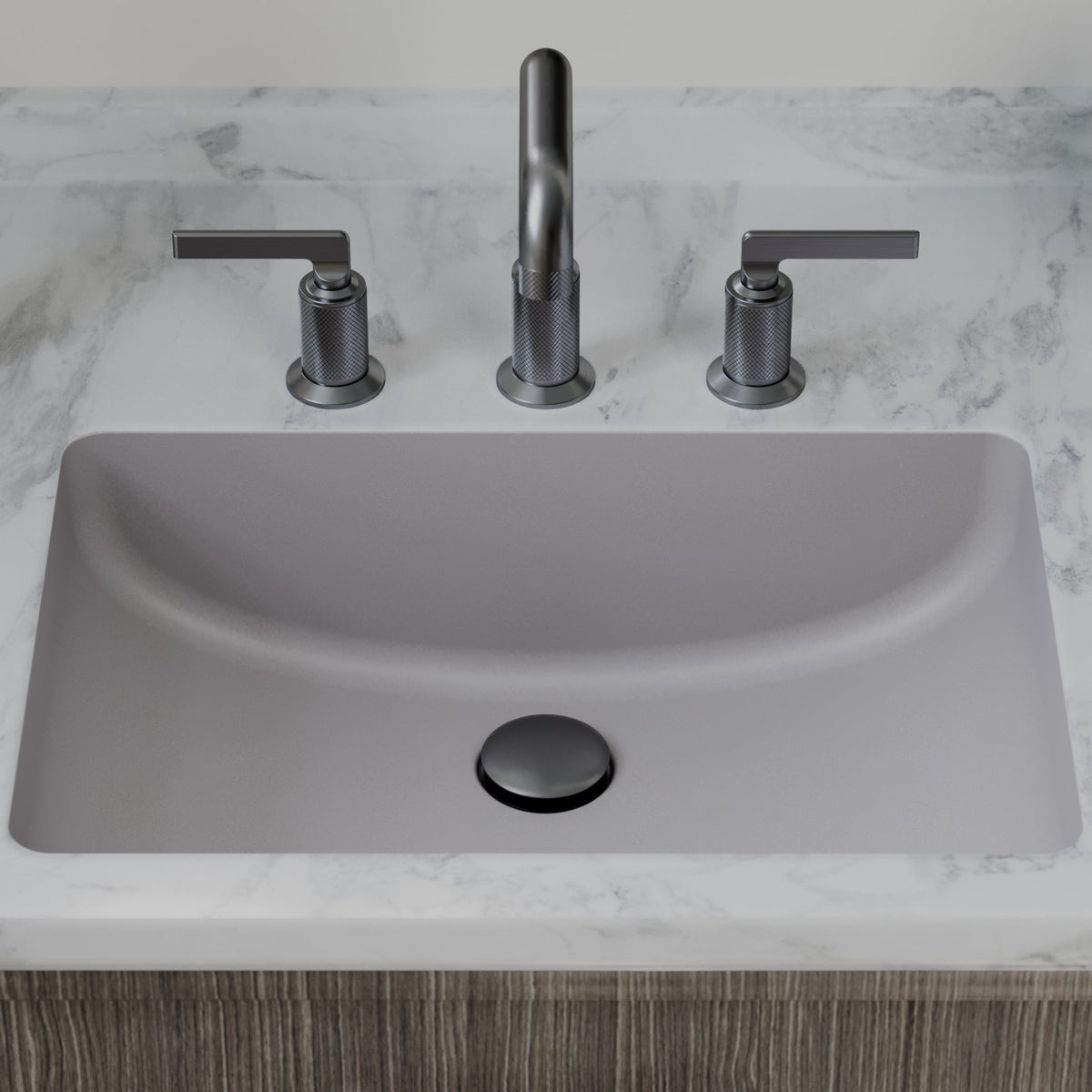 20" Seamless Undermount Quartz Composite Bathroom Sink In Grey