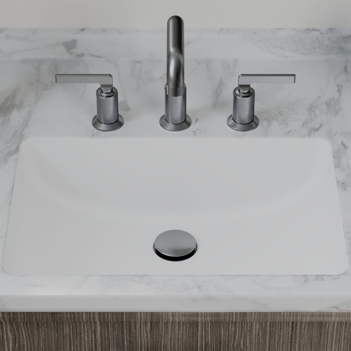 20" Seamless Undermount Quartz Composite Bathroom Sink In White