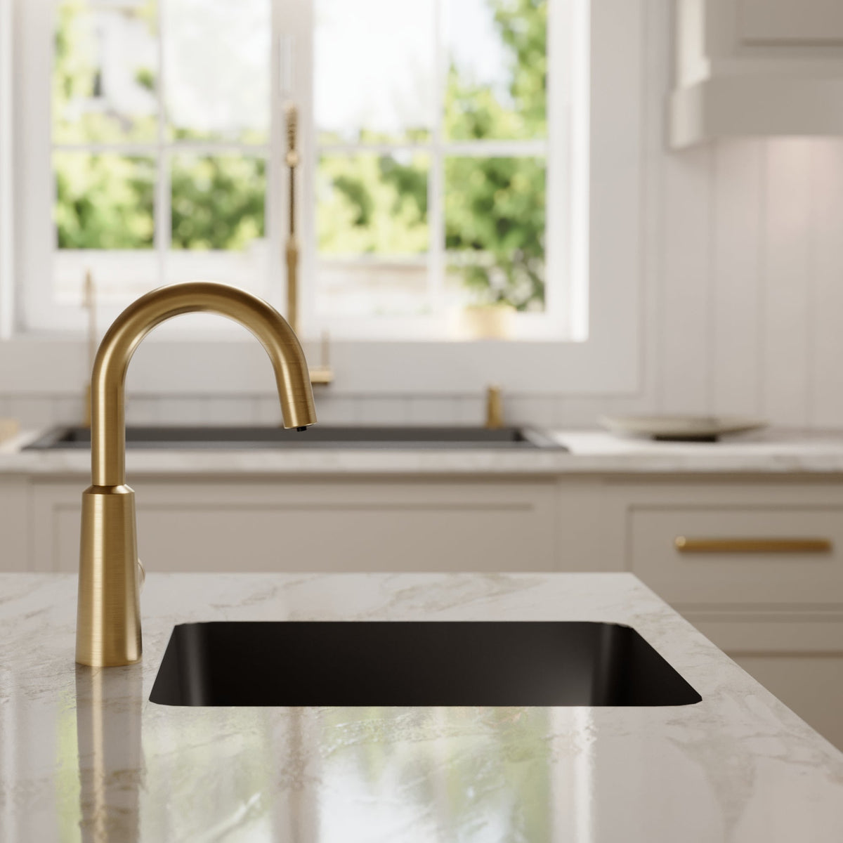 16-5/8" Seamless Undermount Quartz Composite Bar/Prep Sink In Black