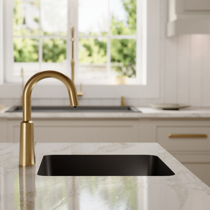 16-5/8" Seamless Undermount Quartz Composite Bar/Prep Sink In Black