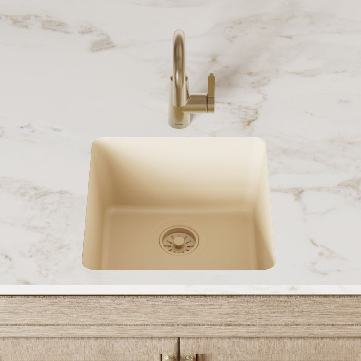16-5/8" Seamless Undermount Quartz Composite Bar/Prep Sink In Bisque