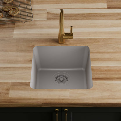 16-5/8" Seamless Undermount Quartz Composite Bar/Prep Sink In Concrete