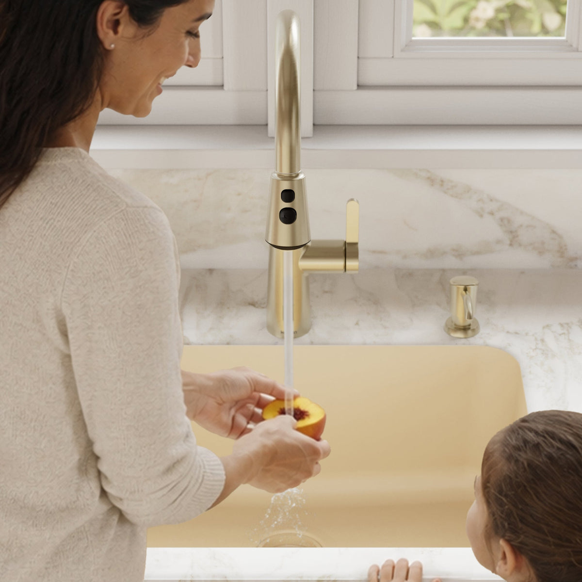 24-1/8" Seamless Undermount Single Bowl Quartz Composite Kitchen Sink In Bisque