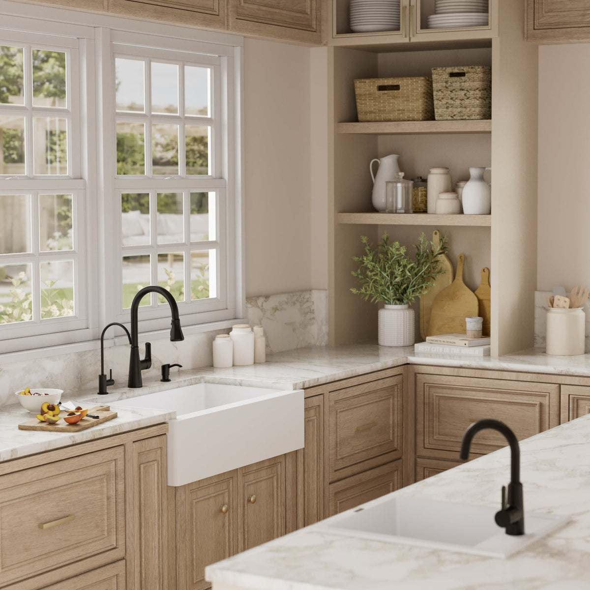 34" Farmhouse Large Single Bowl Quartz Composite Kitchen Sink Kit In White