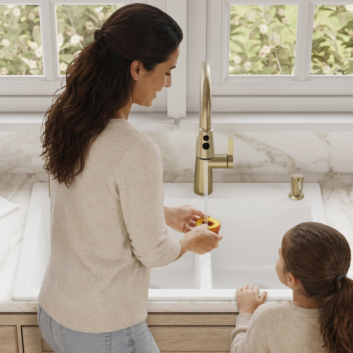 33" Top Mount Double Offset Bowl Quartz Composite Kitchen Sink In White