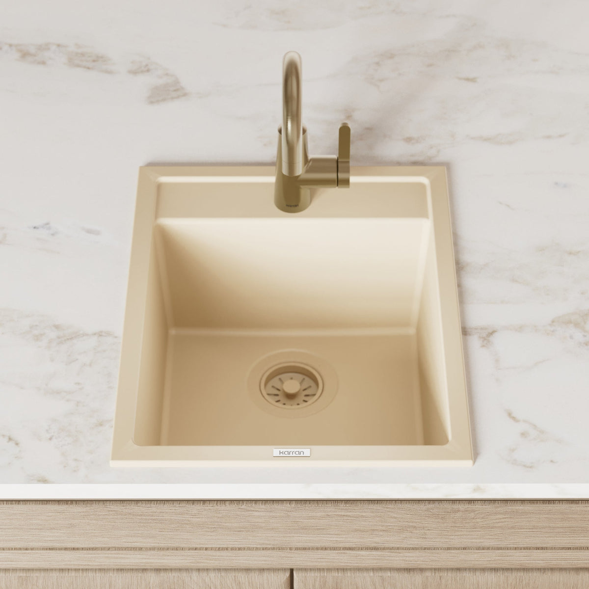15-3/4" Top Mount Quartz Composite Bar/Prep Sink In Bisque