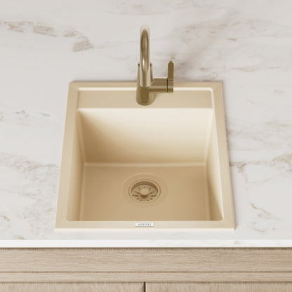 15-3/4" Top Mount Quartz Composite Bar/Prep Sink In Bisque
