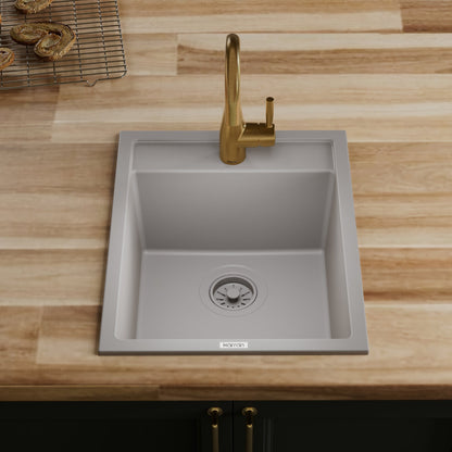15-3/4" Top Mount Quartz Composite Bar/Prep Sink In Grey