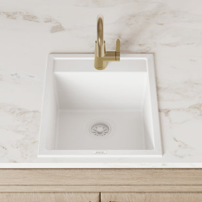 15-3/4" Top Mount Quartz Composite Bar/Prep Sink In White