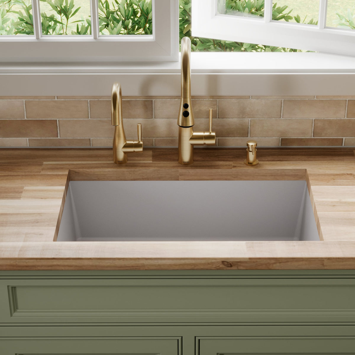 31-5/8" Undermount Large Single Bowl Quartz Composite Kitchen Sink In Grey