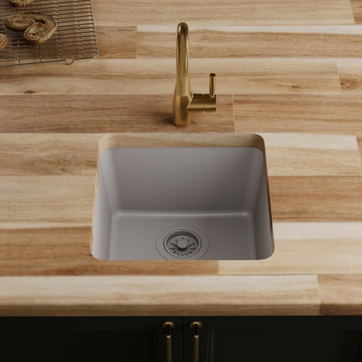 16-5/8" Undermount Quartz Composite Bar/Prep Sink In Grey