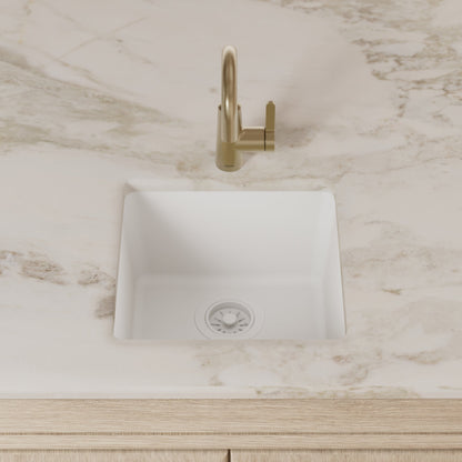 16-5/8" Undermount Quartz Composite Bar/Prep Sink In White