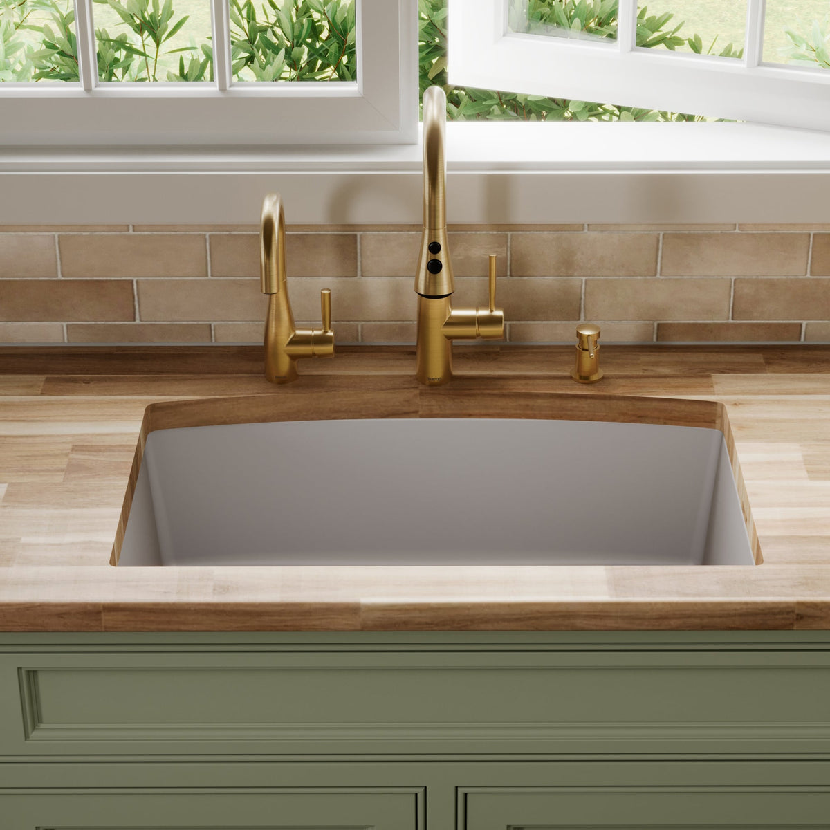 32-1/2" Undermount Large Single Bowl Quartz Composite Kitchen Sink In Grey
