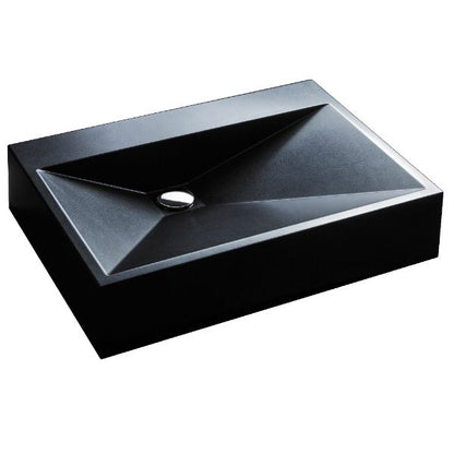 24-1/4" Vessel Quartz Composite Bathroom Sink In Black