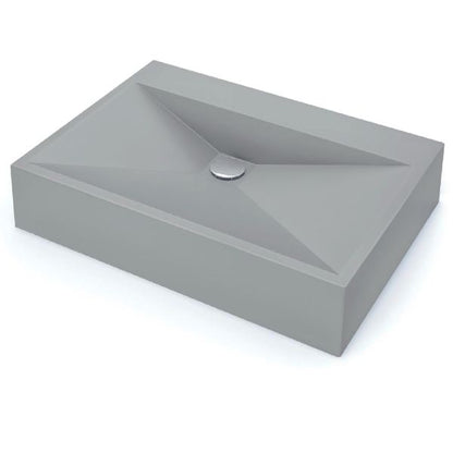 24-1/4" Vessel Quartz Composite Bathroom Sink In Grey