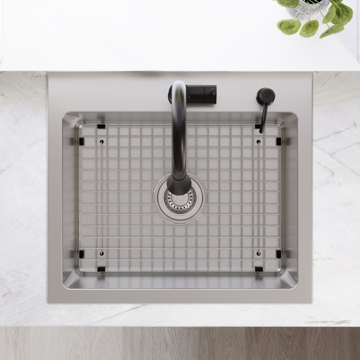 Lansen 25" Top Mount 18 Gauge Single Bowl Stainless Steel Sink with Accessories