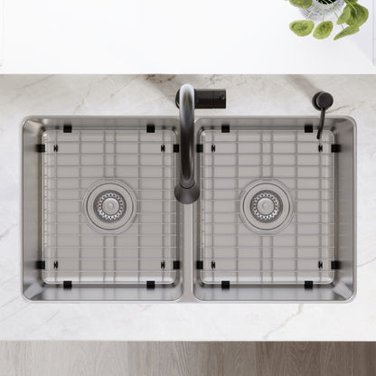 Lansen 32" Undermount 18 Gauge Double Equal Bowl Stainless Steel Sink with Accessories