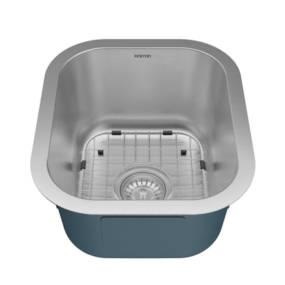 Profile 15" Undermount 16 Gauge Stainless Steel Single Bowl Bar Sink with Accessories