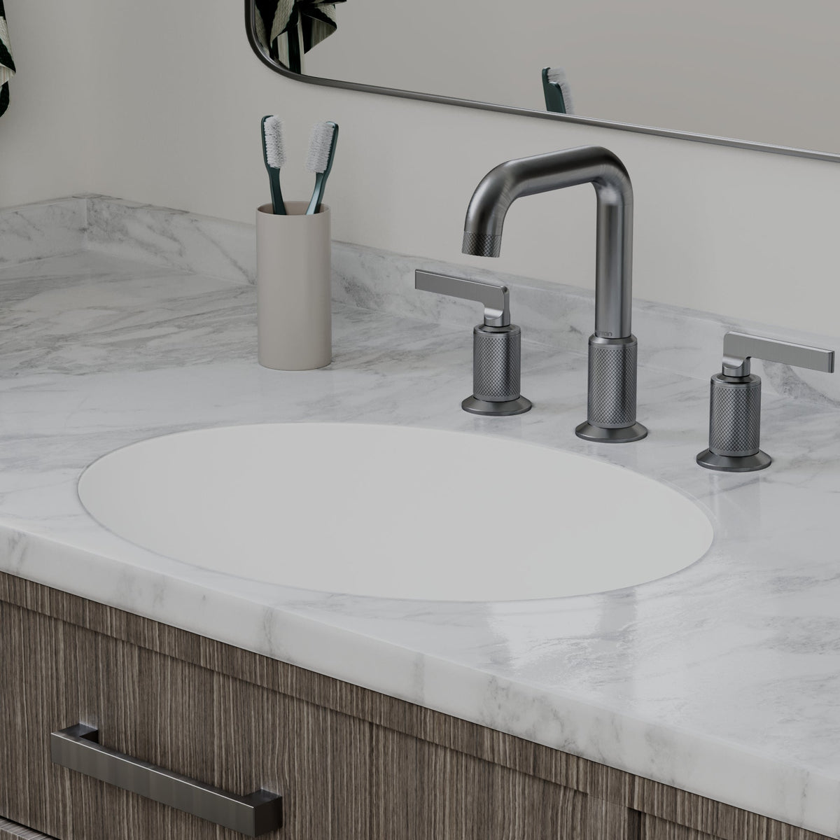 19" Seamless Undermount Quartz Composite Bathroom Sink In White