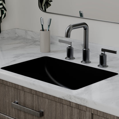 20" Seamless Undermount Quartz Composite Bathroom Sink In Black