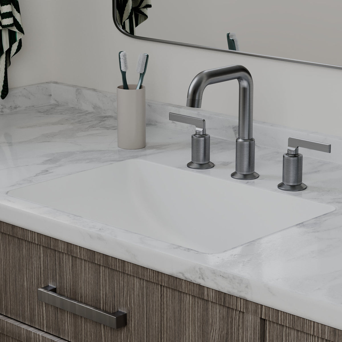 20" Seamless Undermount Quartz Composite Bathroom Sink In White