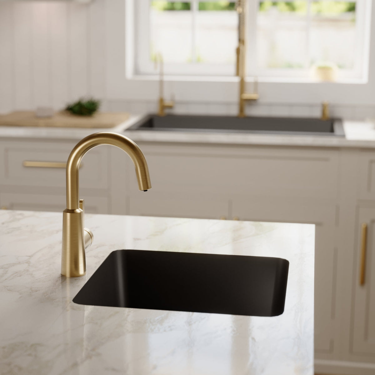 16-5/8" Seamless Undermount Quartz Composite Bar/Prep Sink In Black