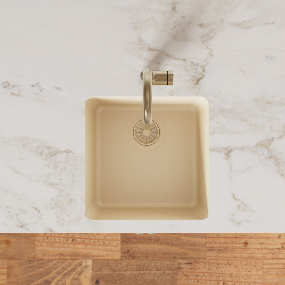 16-5/8" Seamless Undermount Quartz Composite Bar/Prep Sink In Bisque