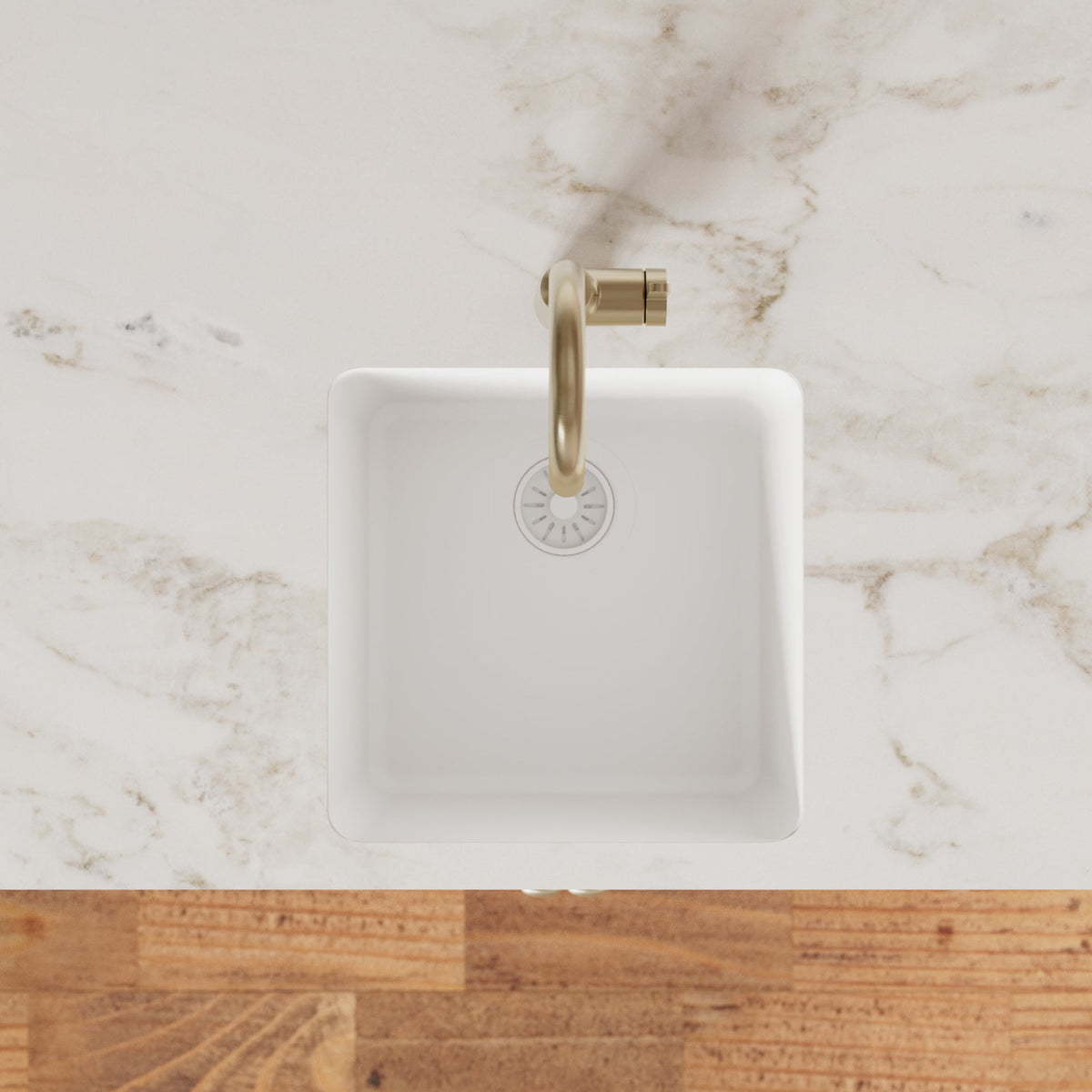 16-5/8" Seamless Undermount Quartz Composite Bar/Prep Sink In White