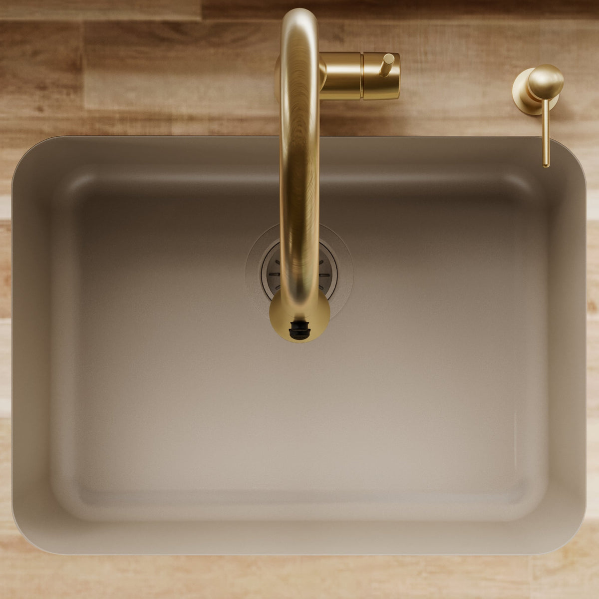 24-1/8" Seamless Undermount Single Bowl Quartz Composite Kitchen Sink In Concrete