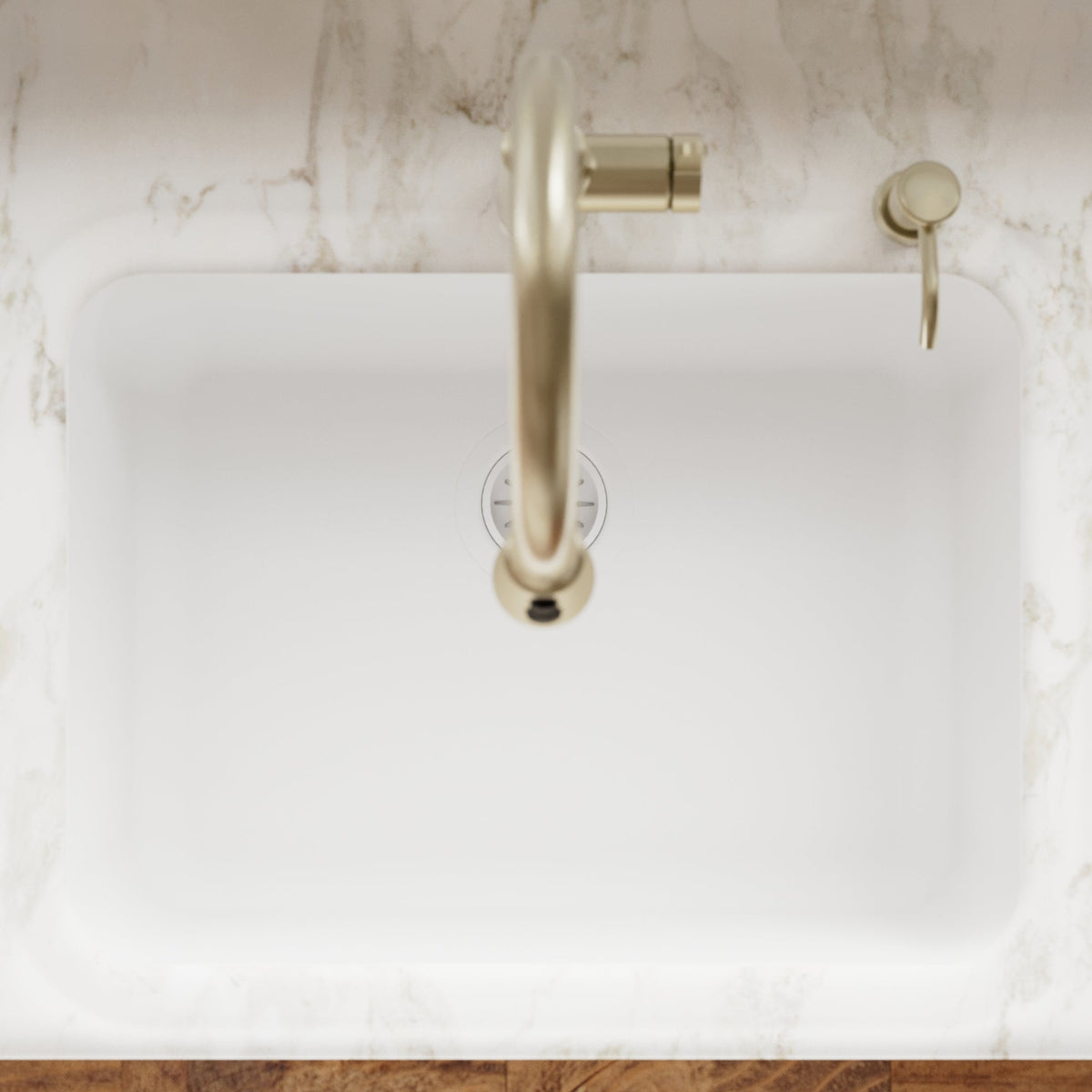 24-1/8" Seamless Undermount Single Bowl Quartz Composite Kitchen Sink In White