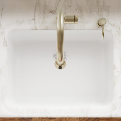 24-1/8" Seamless Undermount Single Bowl Quartz Composite Kitchen Sink In White