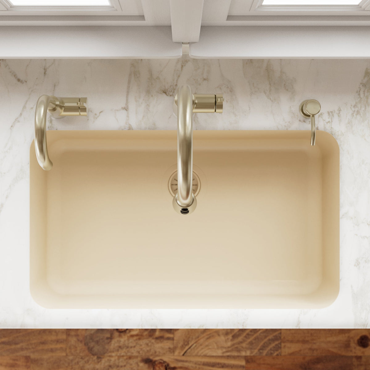 30-7/8" Seamless Undermount Large Single Bowl Quartz Composite Kitchen Sink In Bisque