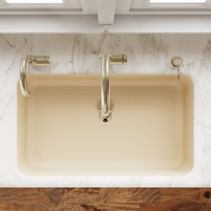 30-7/8" Seamless Undermount Large Single Bowl Quartz Composite Kitchen Sink In Bisque