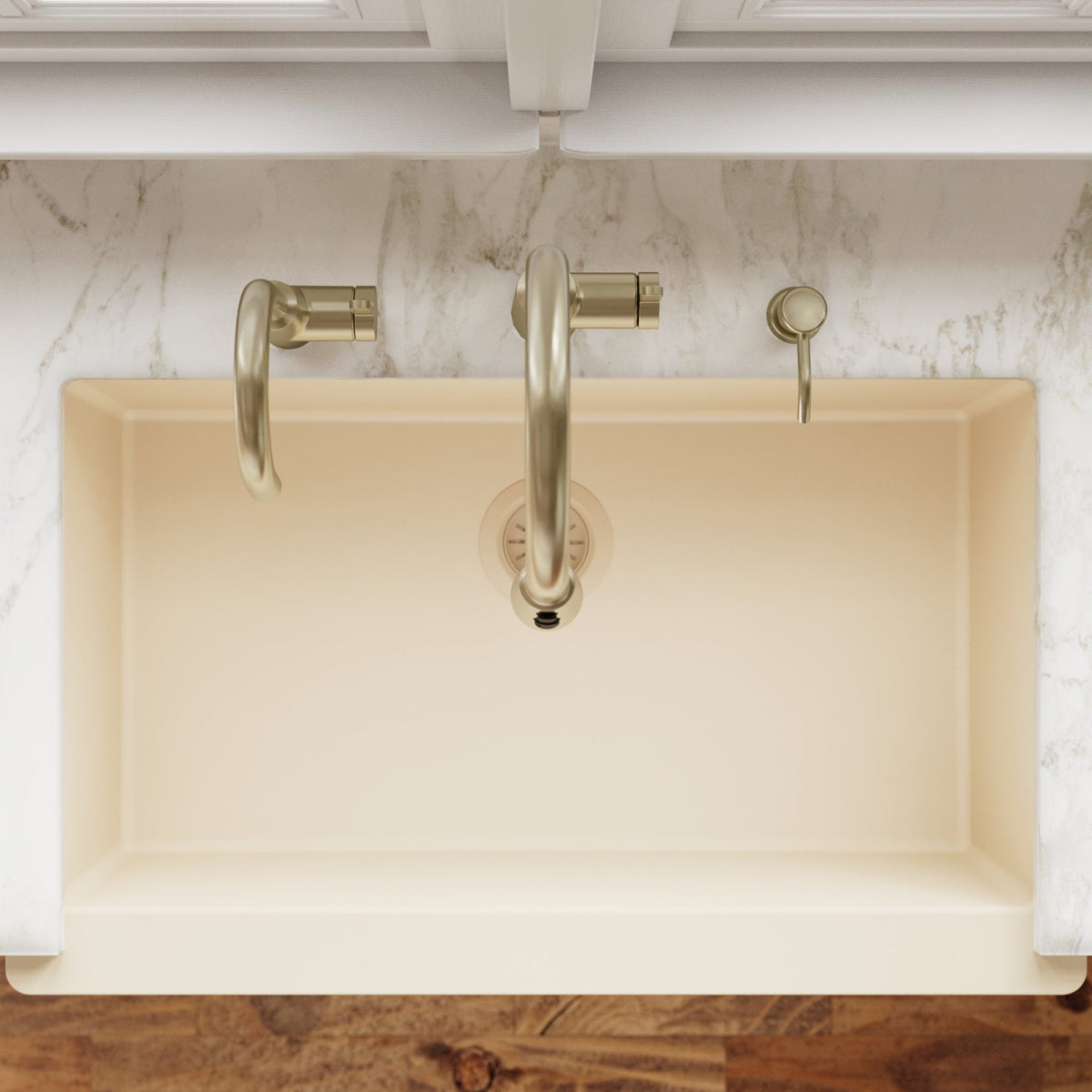 34" Farmhouse Large Single Bowl Quartz Composite Kitchen Sink In Bisque