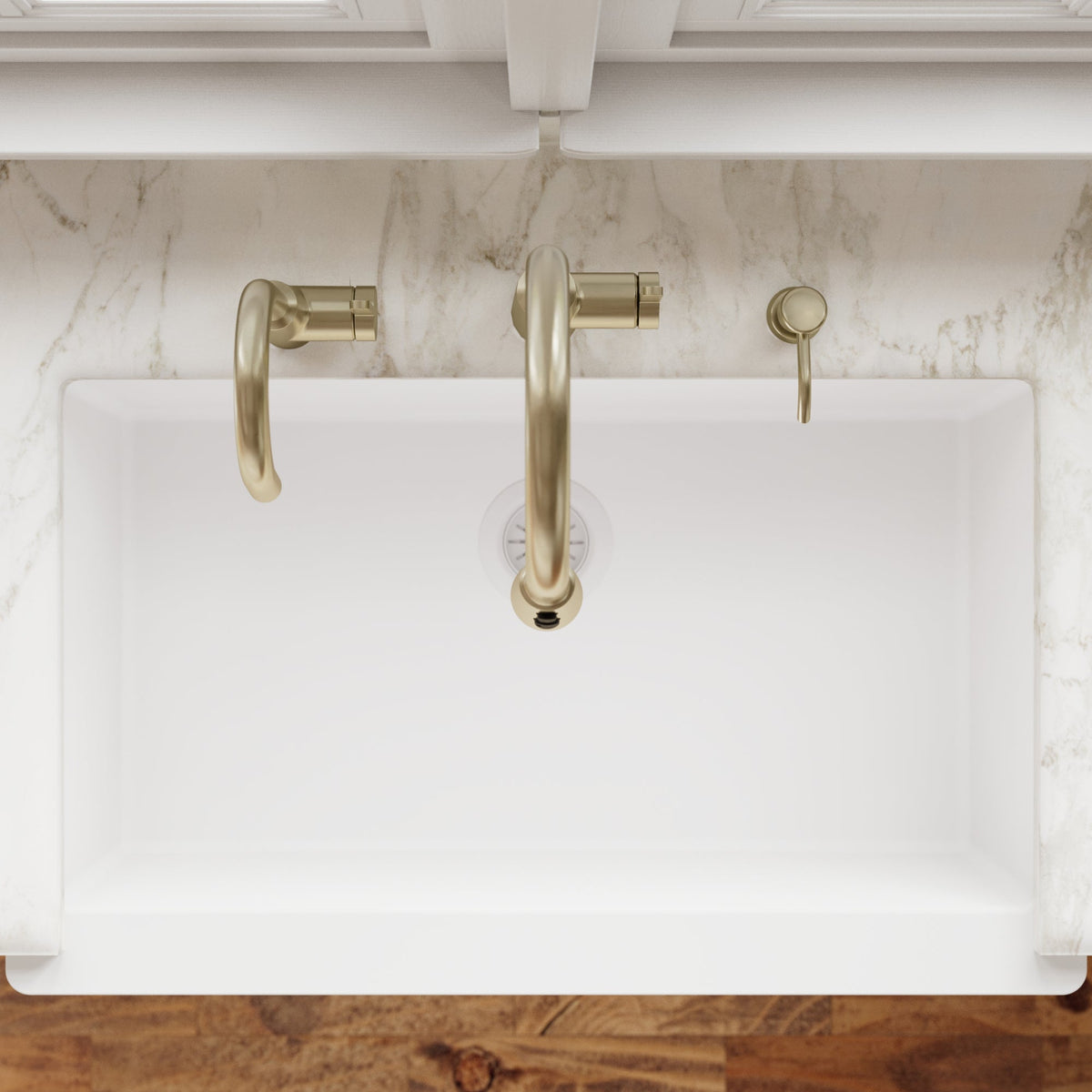 34" Farmhouse Large Single Bowl Quartz Composite Kitchen Sink In White