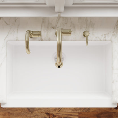 34" Farmhouse Large Single Bowl Quartz Composite Kitchen Sink In White