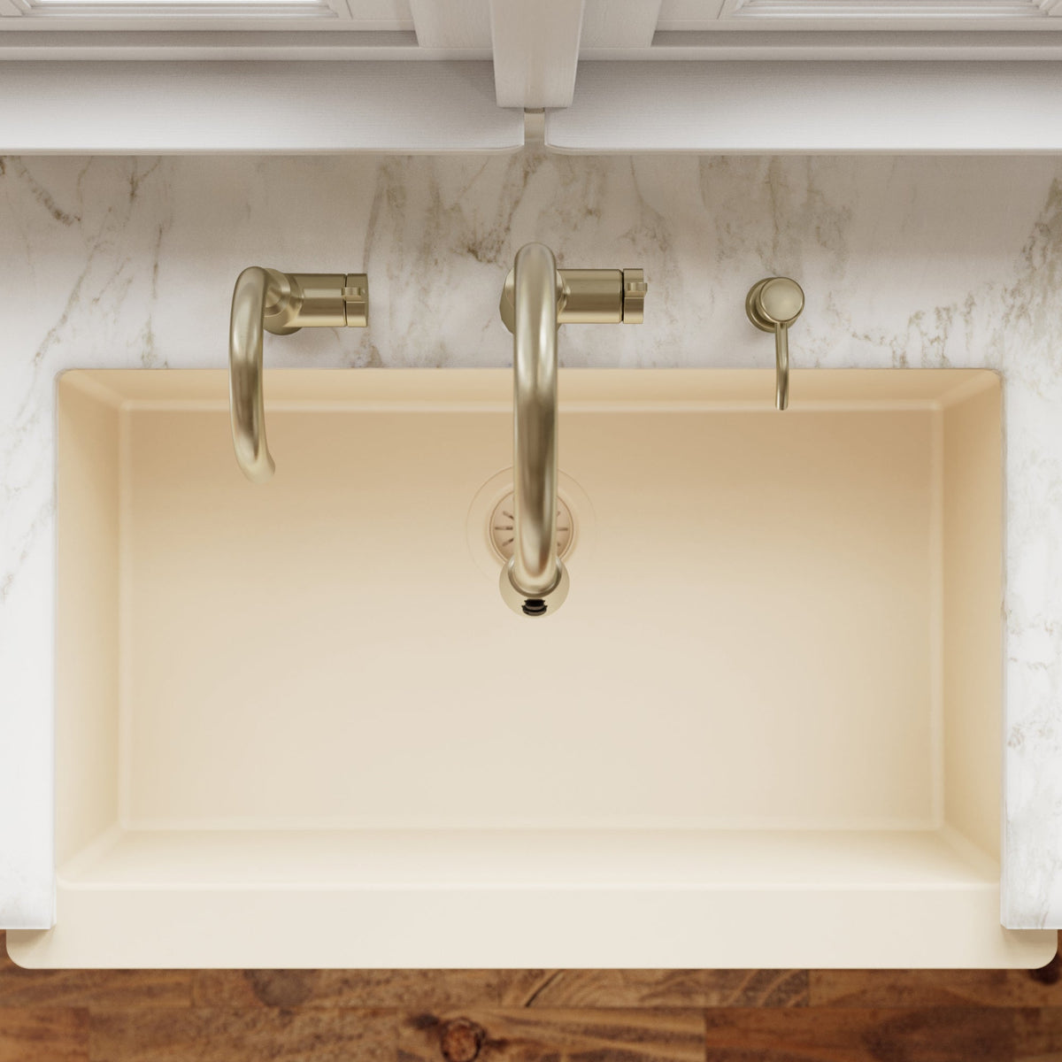 34" Retrofit Farmhouse Large Single Bowl Quartz Composite Kitchen Sink In Bisque