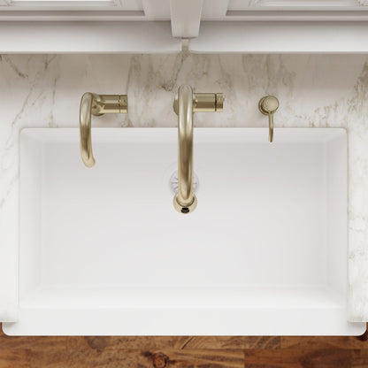 34" Retrofit Farmhouse Large Single Bowl Quartz Composite Kitchen Sink In White