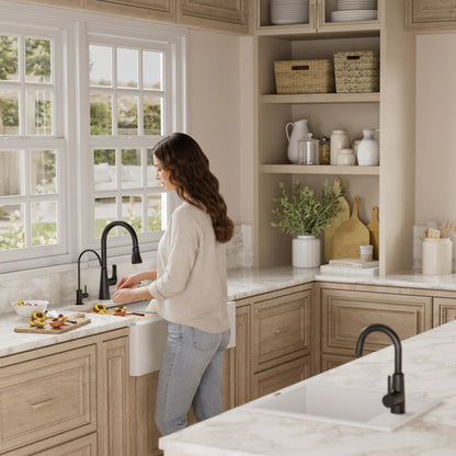 34" Farmhouse Large Single Bowl Quartz Composite Workstation Kitchen Sink In White