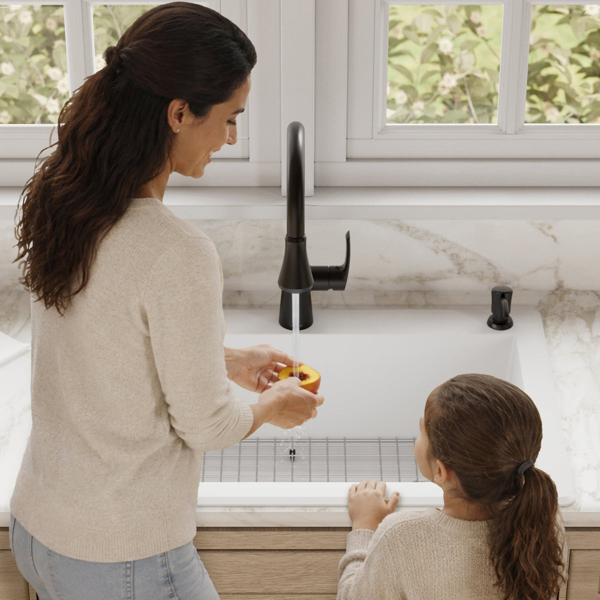 33" Top Mount Large Single Bowl Quartz Composite Kitchen Sink Kit In White