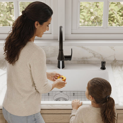 33" Top Mount Large Single Bowl Quartz Composite Kitchen Sink Kit White