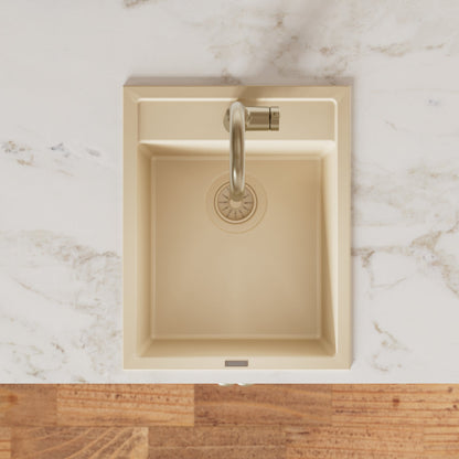 15-3/4" Top Mount Quartz Composite Bar/Prep Sink In Bisque