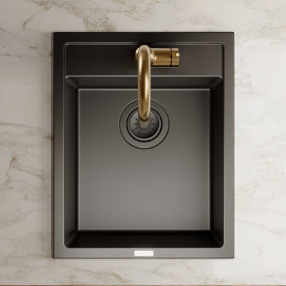15-3/4" Top Mount Quartz Composite Bar/Prep Sink In Black