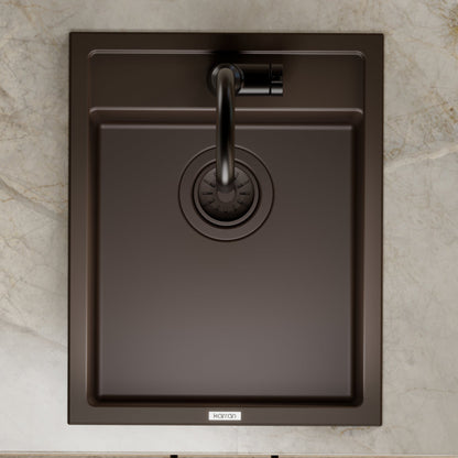 15-3/4" Top Mount Quartz Composite Bar/Prep Sink In Brown