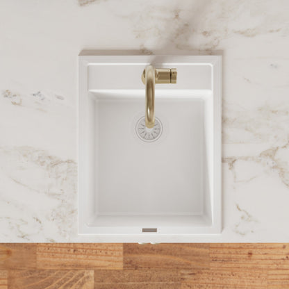 15-3/4" Top Mount Quartz Composite Bar/Prep Sink In White